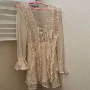 Elegant Cream Ruffle Mini Dress